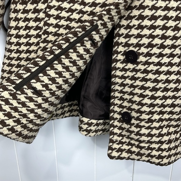 Soia & Kyo Womens Trench Coat Jacket PS Brown & Cream Houndstooth Dbl Breasted - Picture 9 of 16